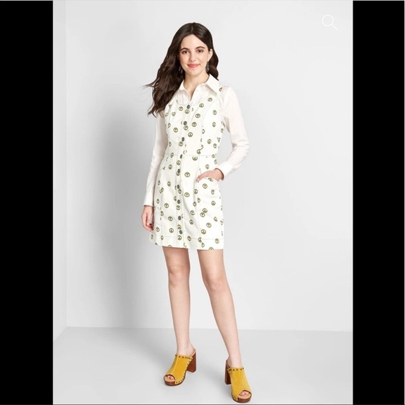 ModCloth- NWT White Peace Casual Sleeveless Dress- 2 - Picture 2 of 9
